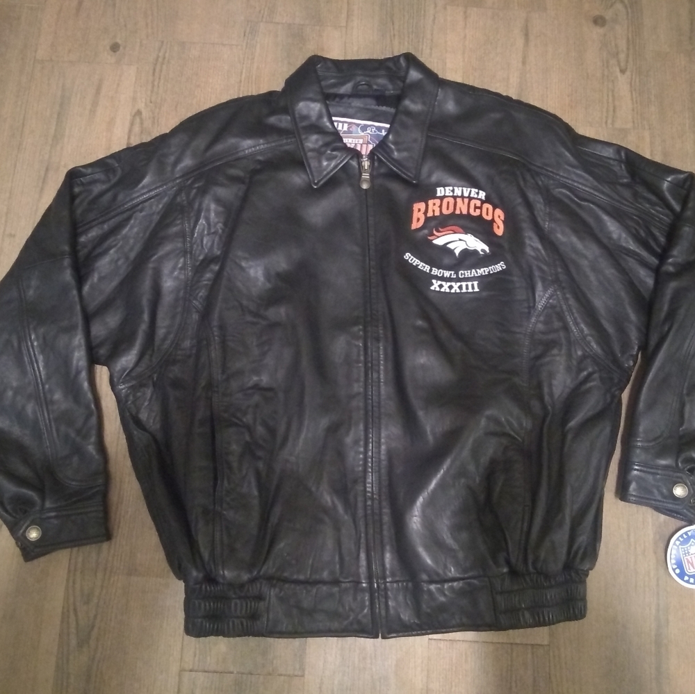 Denver Broncos Superbowl Carl Banks Leather Jacket